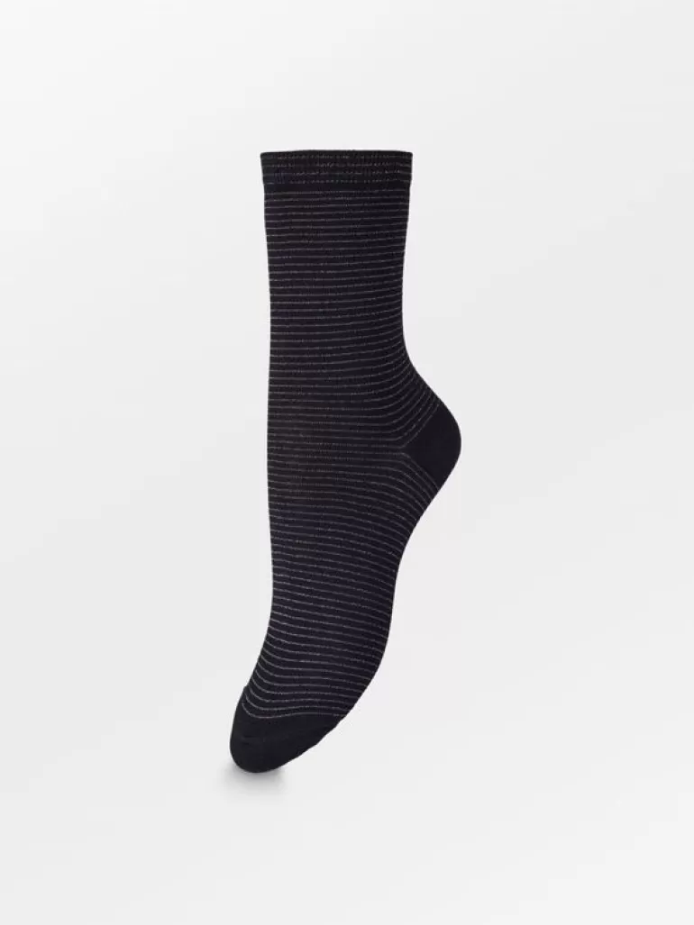 Glimmersokker | BeckSöndergaard Dover Stripe Sock - Night Sky