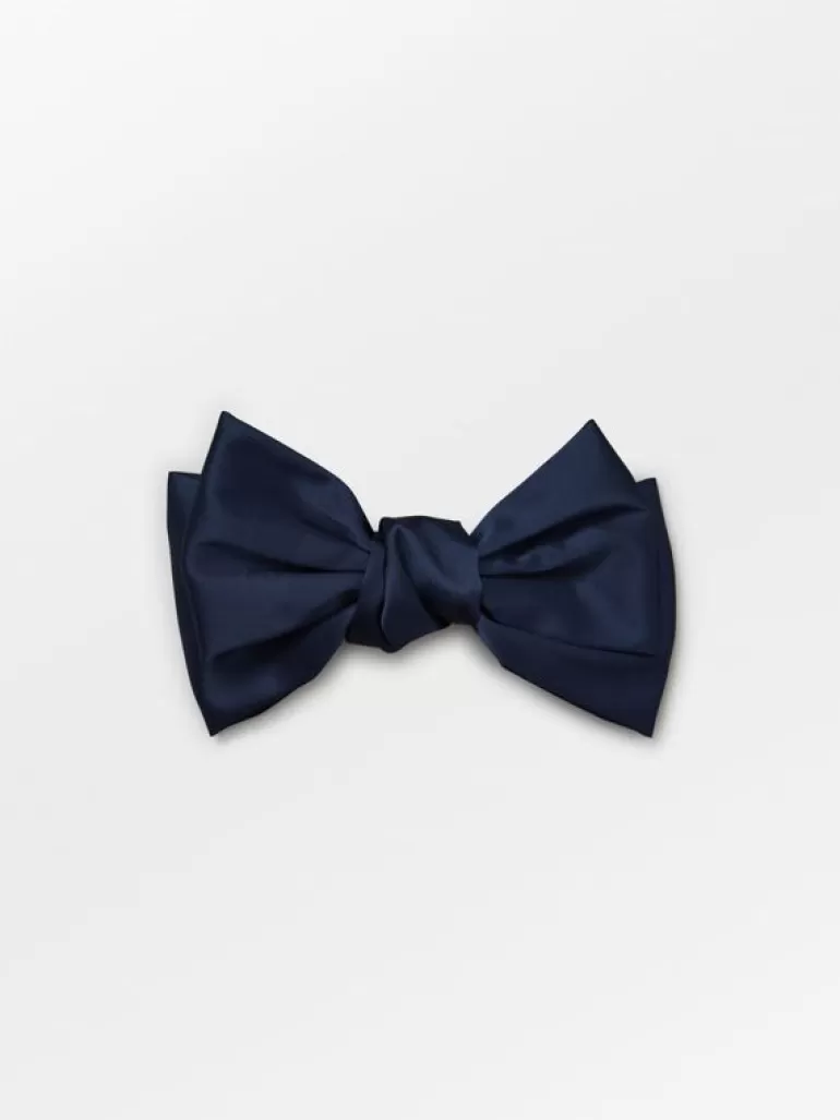 Hårtilbehør | BeckSöndergaard Satin Big Bow - Navy Blue